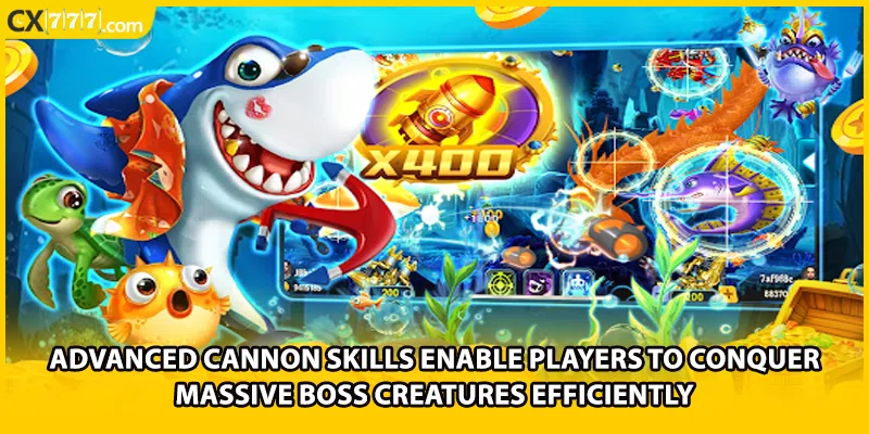Advanced cannon skills enable players to conquer massive boss creatures efficiently