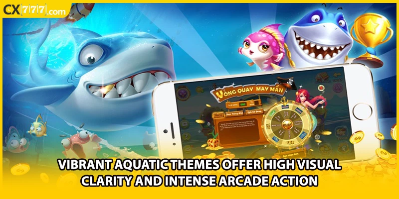 Vibrant aquatic themes offer high visual clarity and intense arcade action